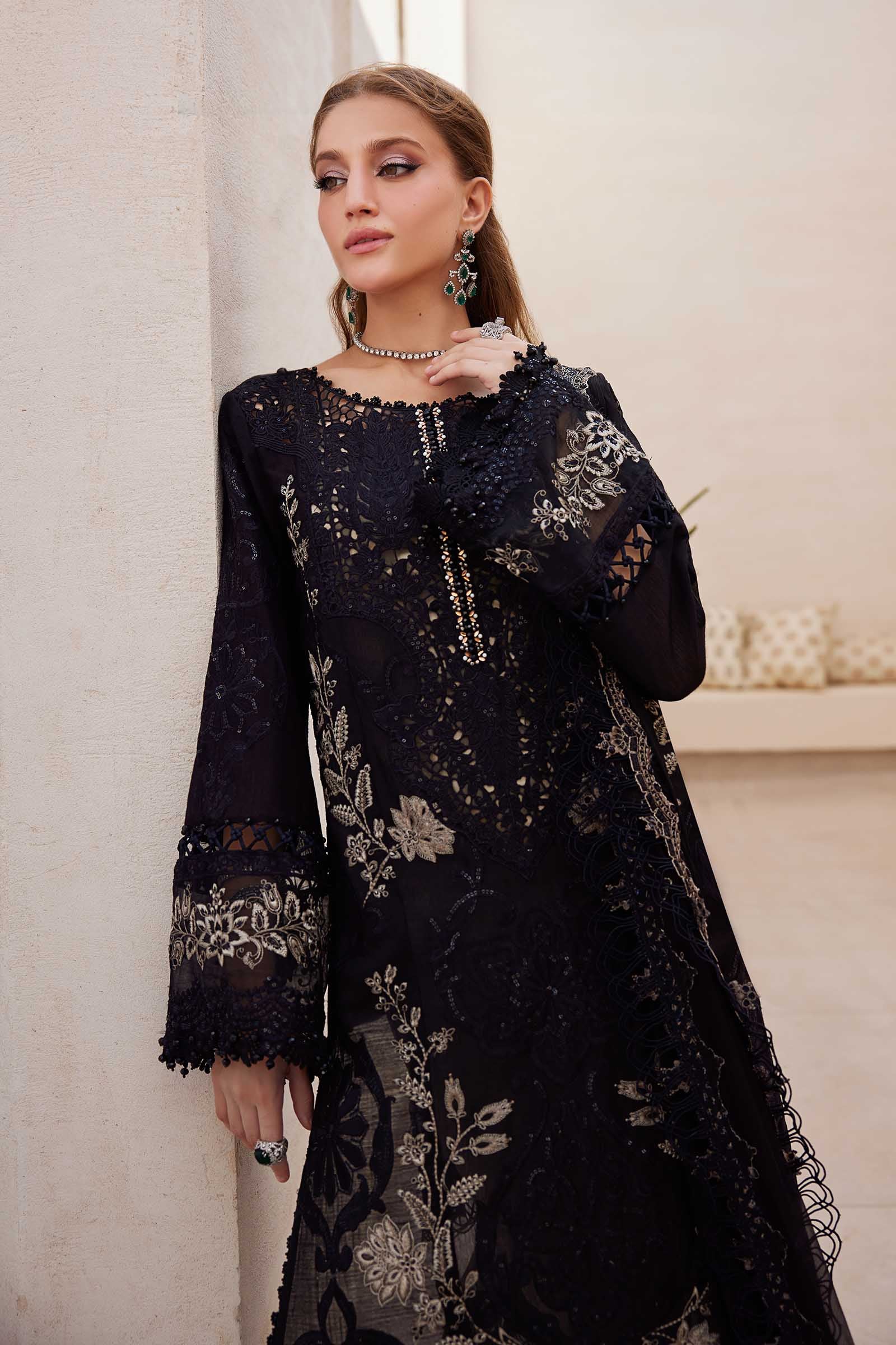 3 Piece Unstitched Embroidered Paper Cotton Suit | EID LAWN-25-03 - MARIA.B