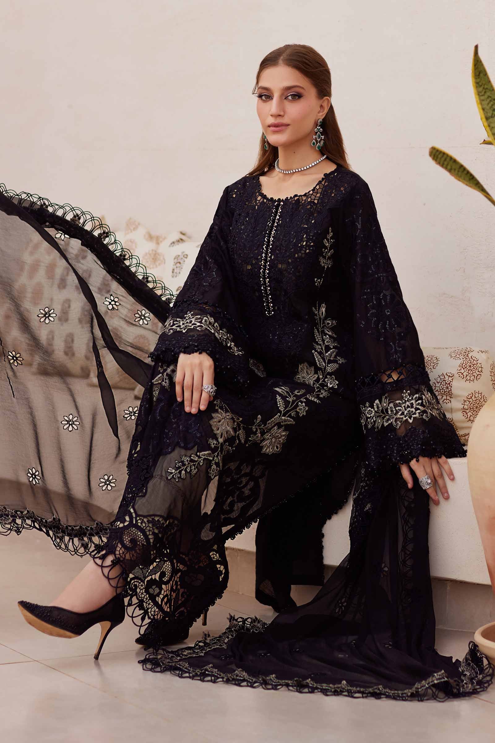 3 Piece Unstitched Embroidered Paper Cotton Suit | EID LAWN-25-03 - MARIA.B
