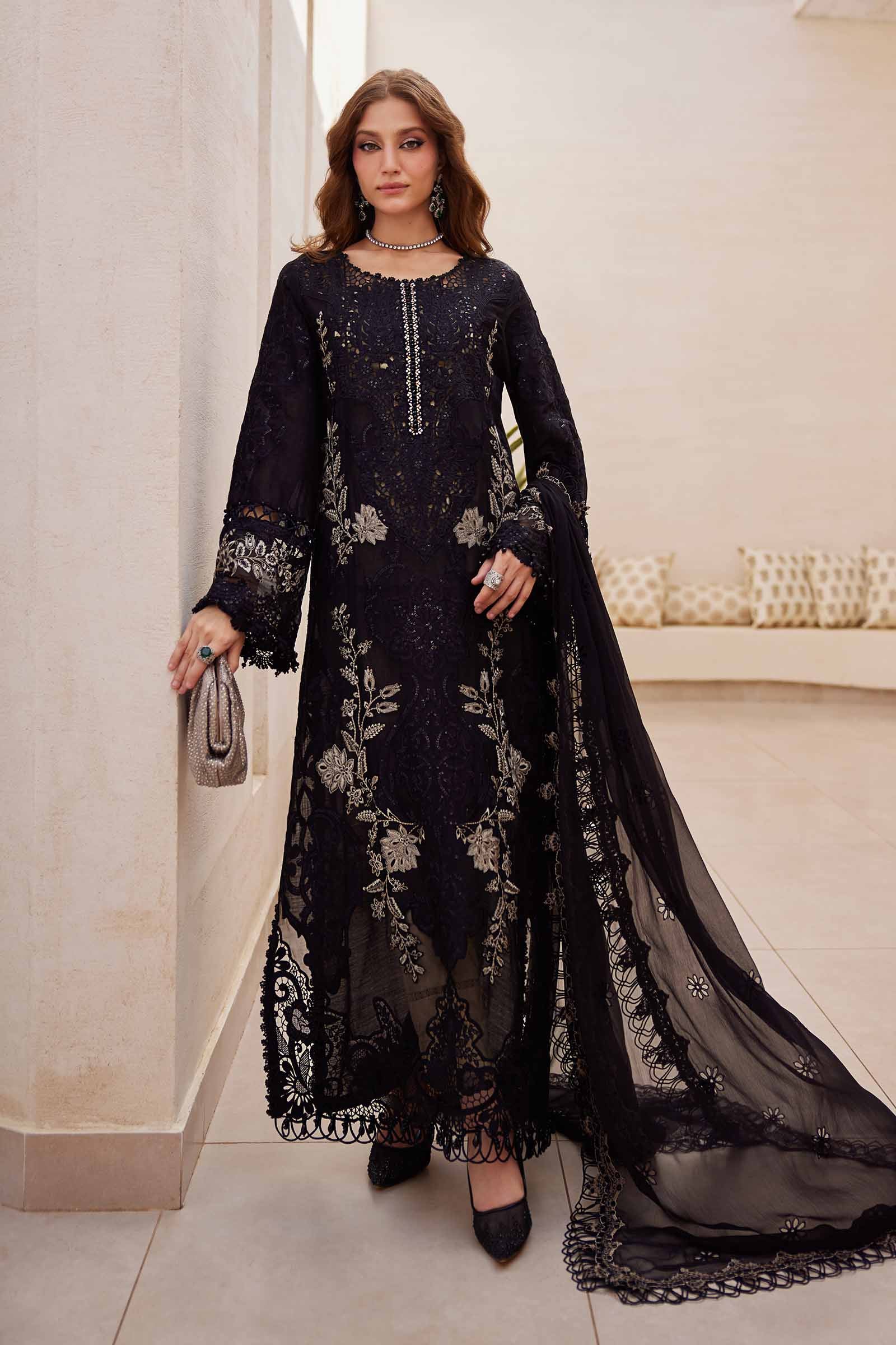 3 Piece Unstitched Embroidered Paper Cotton Suit | EID LAWN-25-03 - MARIA.B